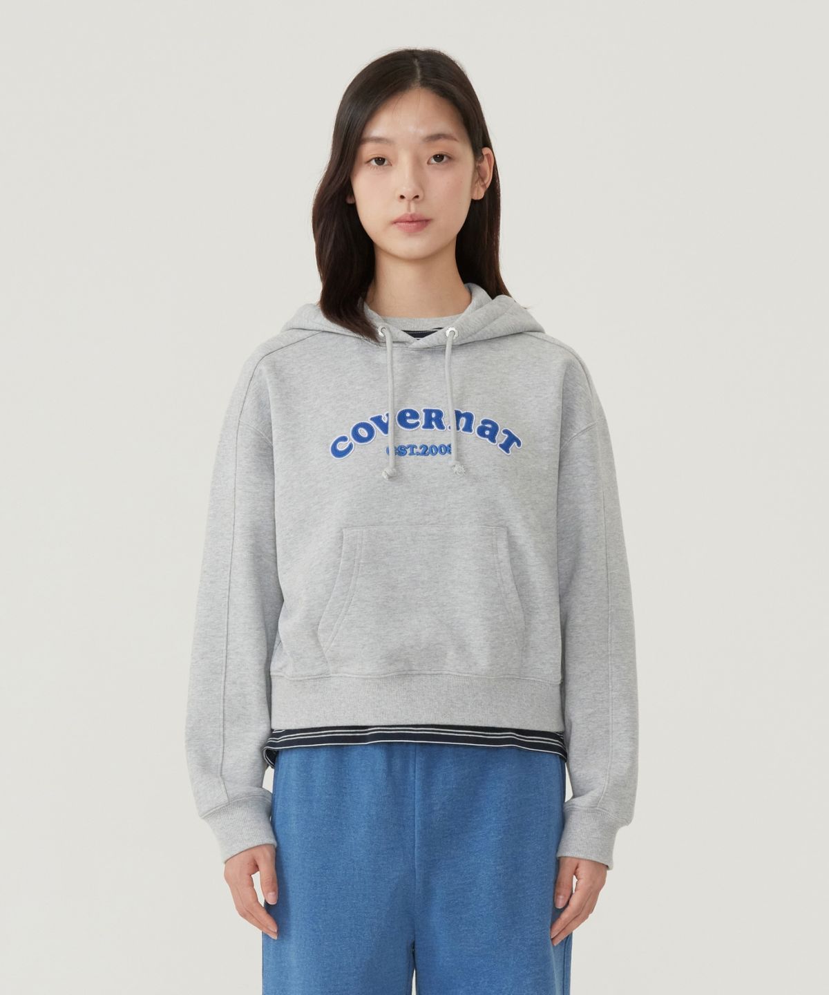 커버낫 우먼(COVERNAT WOMAN) 우먼 쿠퍼로고 후디 멜란지 그레이