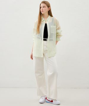 화이트 코튼 스트레이트핏 팬츠 OH6SL2820