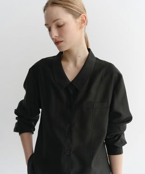 KYLA SHEER LINE SHIRT (BLACK)