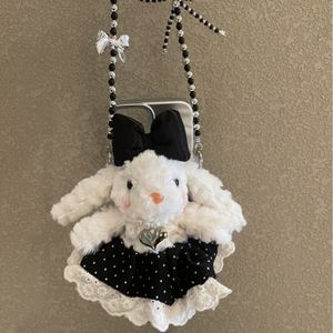 핸드폰 백클립 폰스트랩 케이스 도트드레스래빗