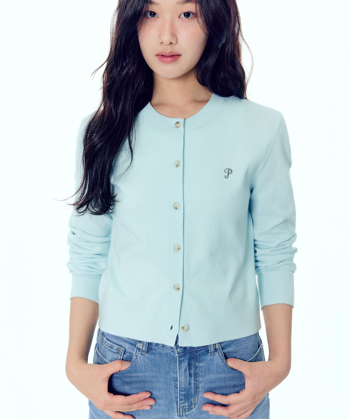 플랙 우먼(PLAC WOMEN) 로고 니트 가디건 4colors