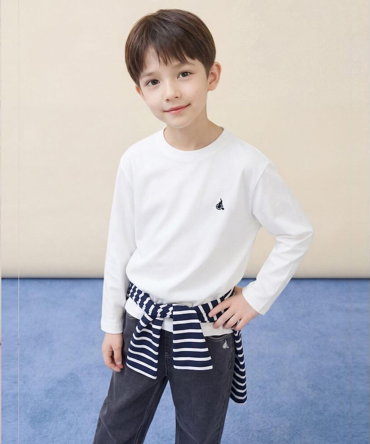 빈폴 키즈(BEANPOLE KIDS) [Essential] 수피마 베이직 긴소매 티셔츠  아이보리 (BI6141UE20)