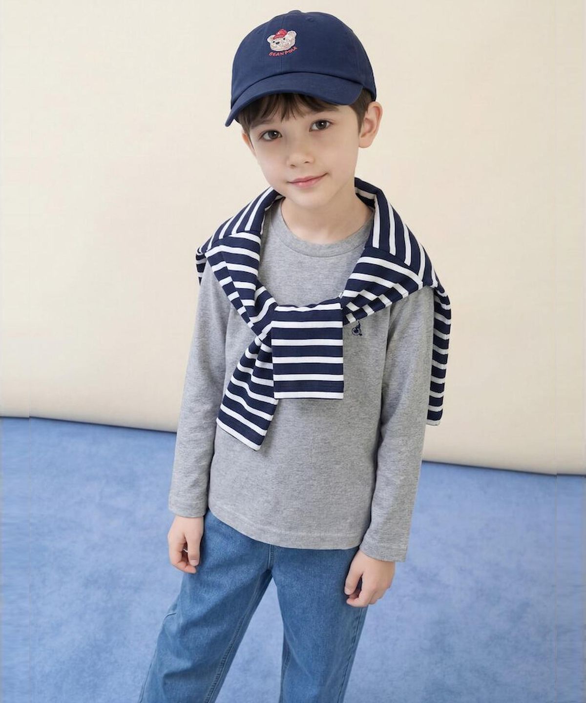 빈폴 키즈(BEANPOLE KIDS) [Essential] 수피마 베이직 긴소매 티셔츠  그레이 (BI6141UE23) (BI6141UE23)