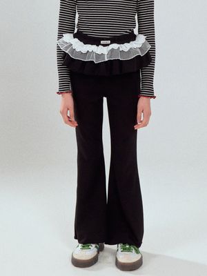 TIERED LACE BOOTCUT PANTS_BLACK