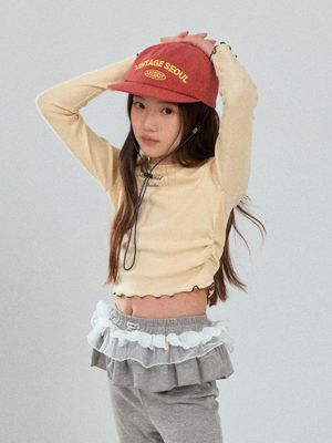 SIDE SHIRRING POINT TEE_YELLOW