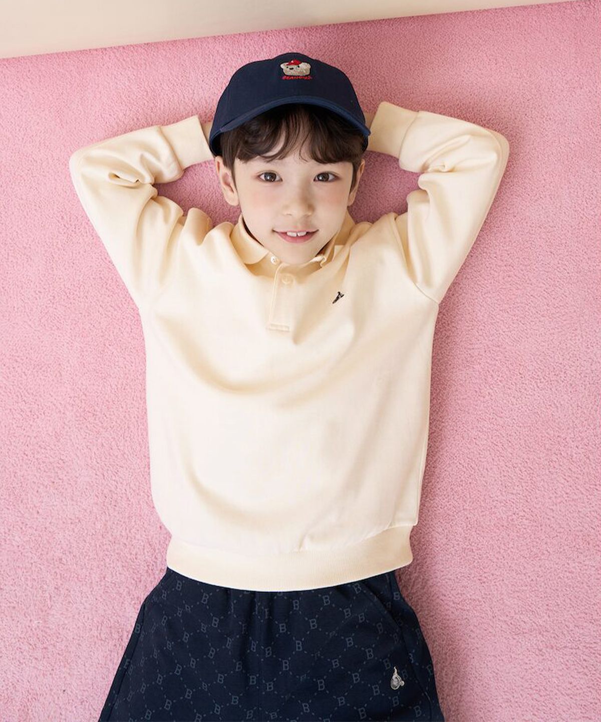 빈폴 키즈(BEANPOLE KIDS) 곰돌이 모노그램 포인트 상하세트  아이보리 (BI6141U090)