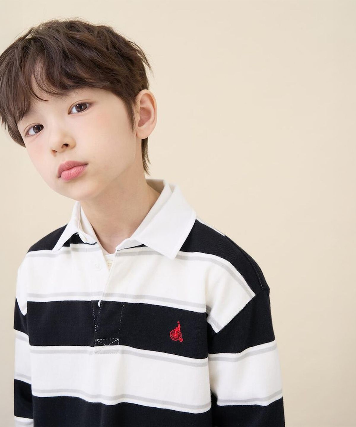 빈폴 키즈(BEANPOLE KIDS) 럭비 스트라이프 긴소매 티셔츠  아이보리 (BI6141U020)