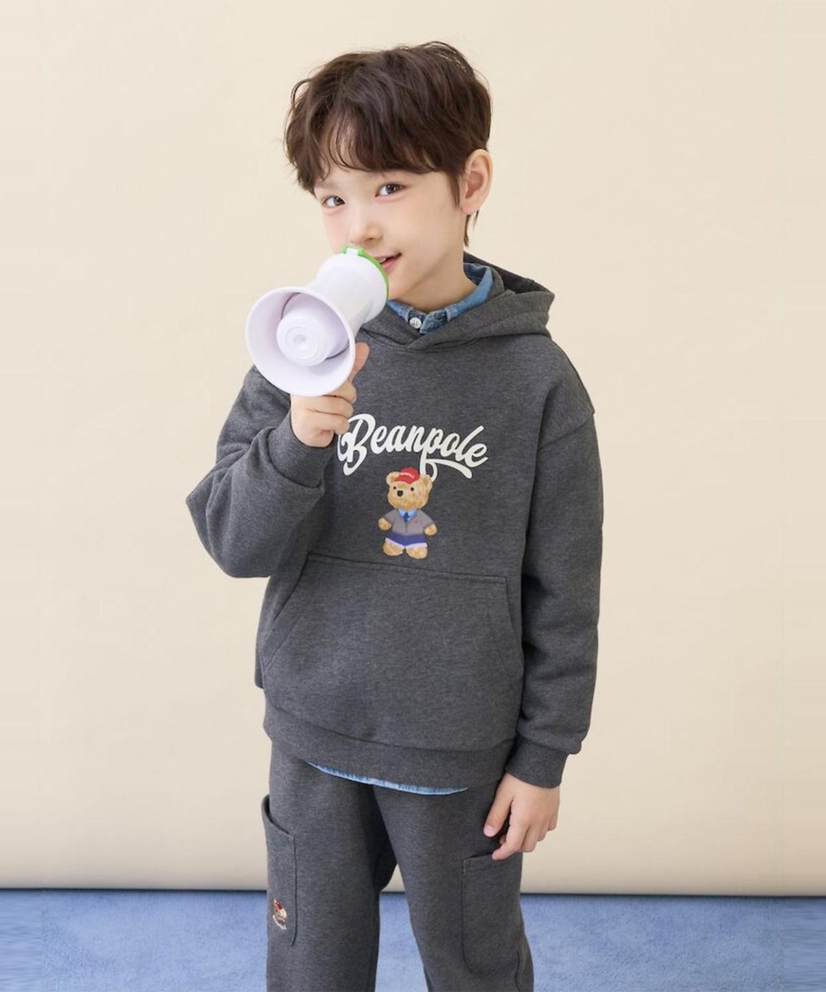 빈폴 키즈(BEANPOLE KIDS) 곰돌이 후드 스웨트 셔츠  애쉬 (BI6141U104)