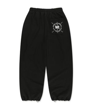 STAMP TAG WIDE SWEATPANTS - BLACK