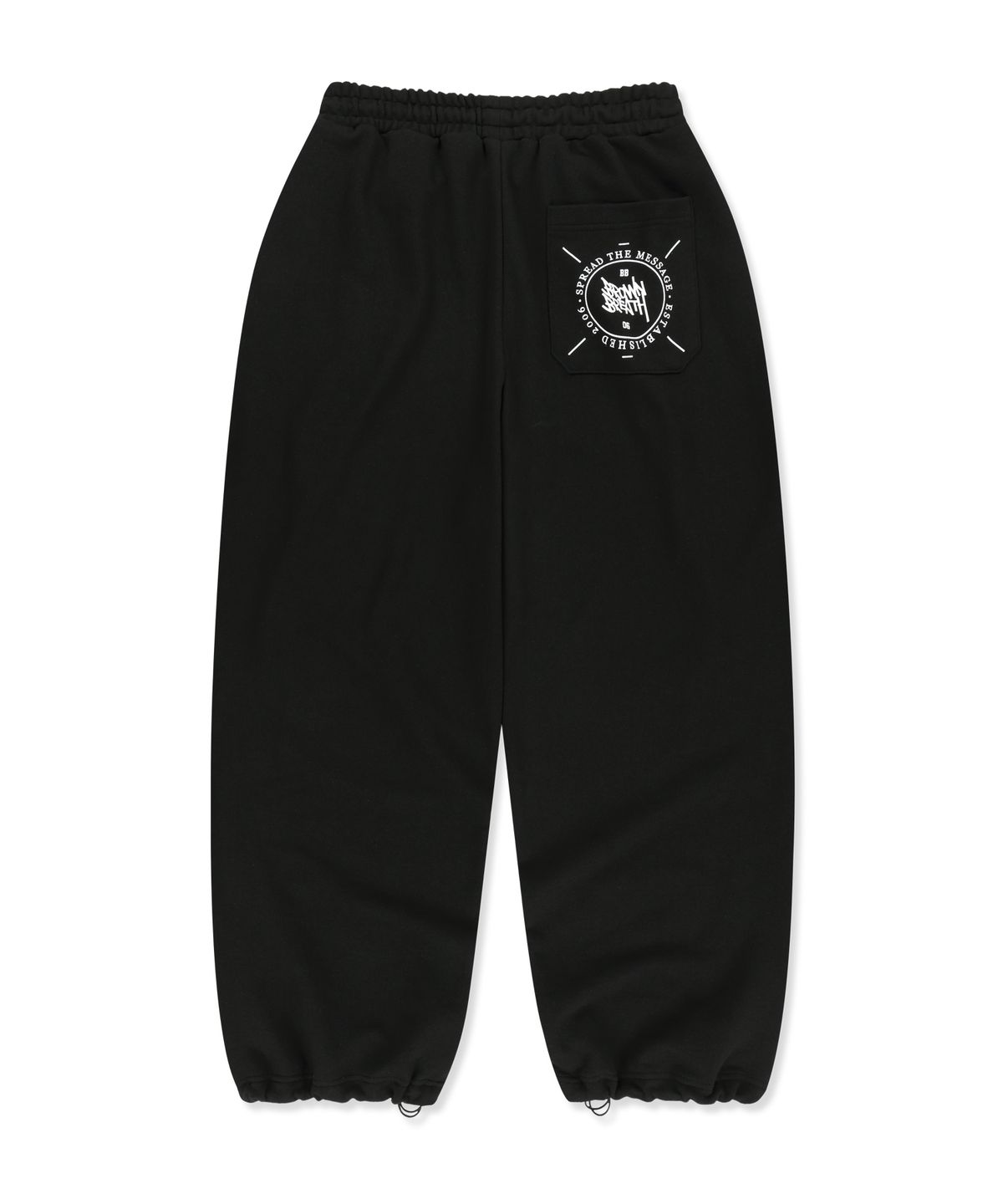 브라운브레스(BROWNBREATH) STAMP TAG WIDE SWEATPANTS - BLACK