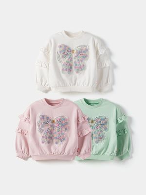 플리터리본 맨투맨 티셔츠 - 3 COLOR