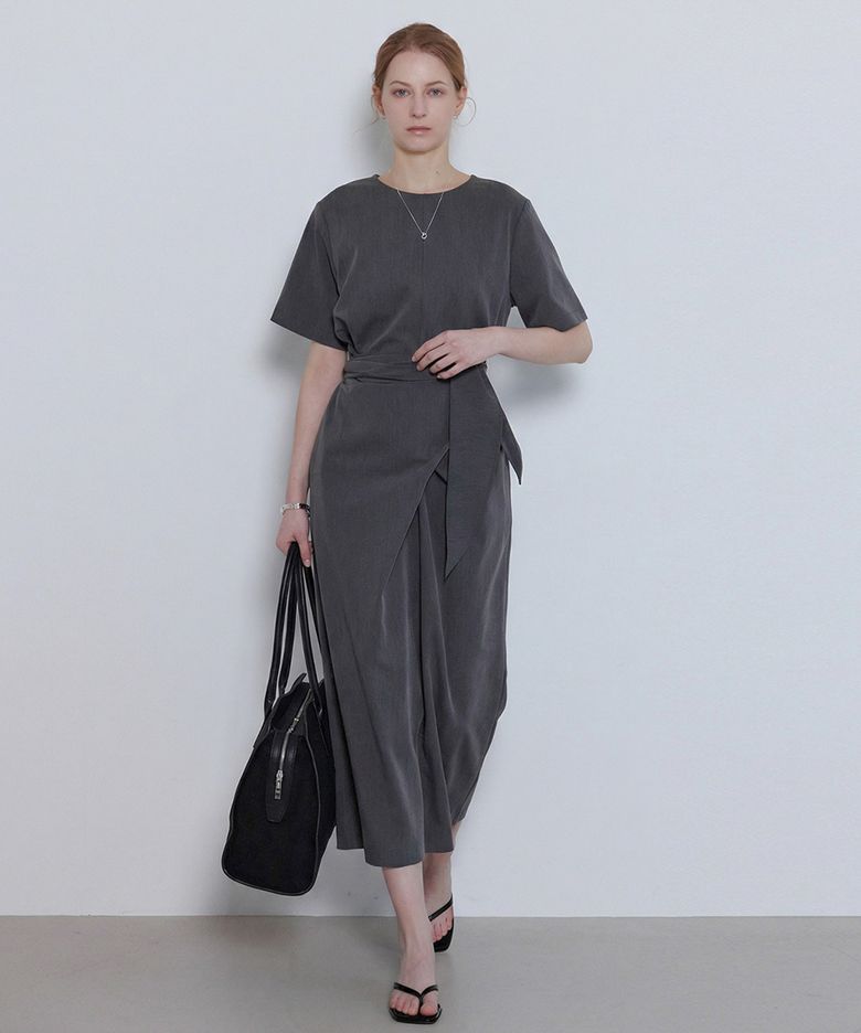 DRAPE WAIST LONG DRESS_N6SON0418