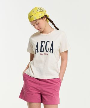 (Woman) AECA SYMBOL FELT HALF SLEEVE TEE-ECRU