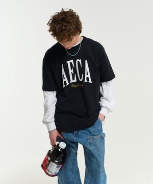 AECA SYMBOL FELT HALF SLEEVE TEE-BLACK