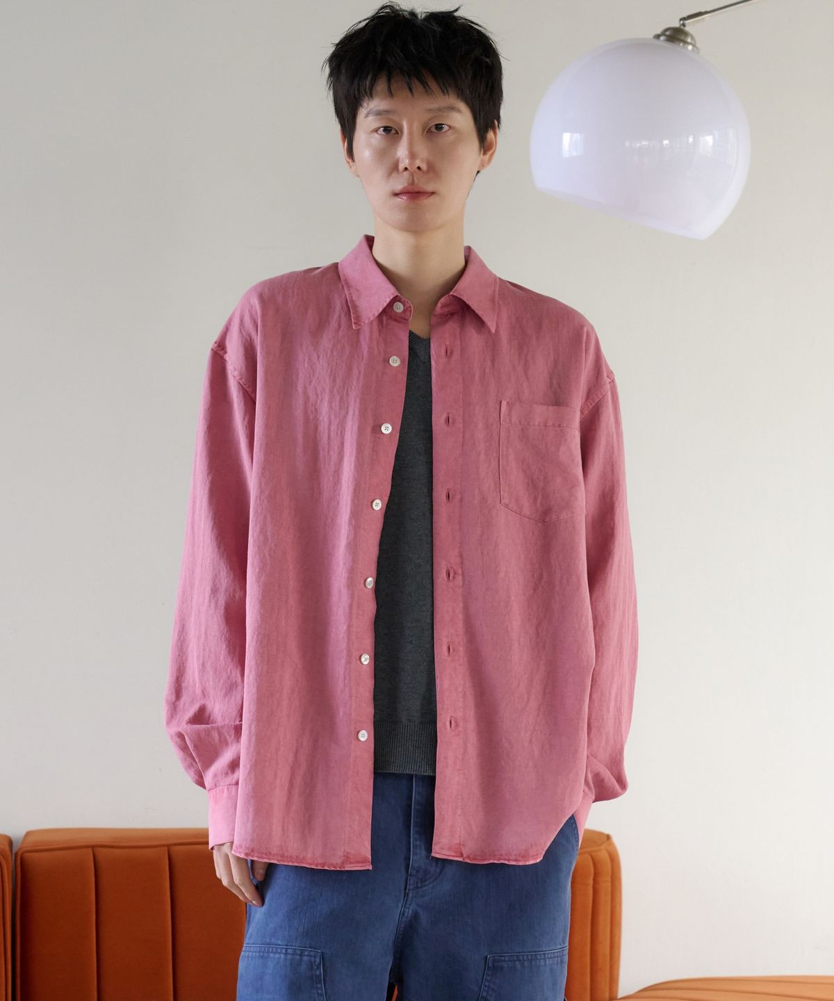 노운(NOUN) dyed tencel shirts (dusty pink)