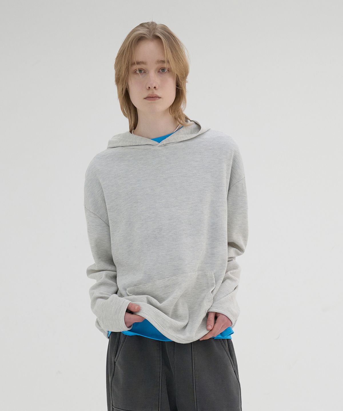 노운(NOUN) waffle hooded t-shirts (oatmeal)