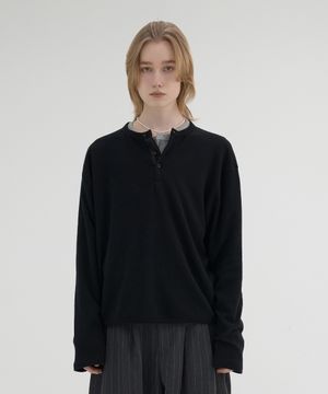 pique henley t-shirts (black)