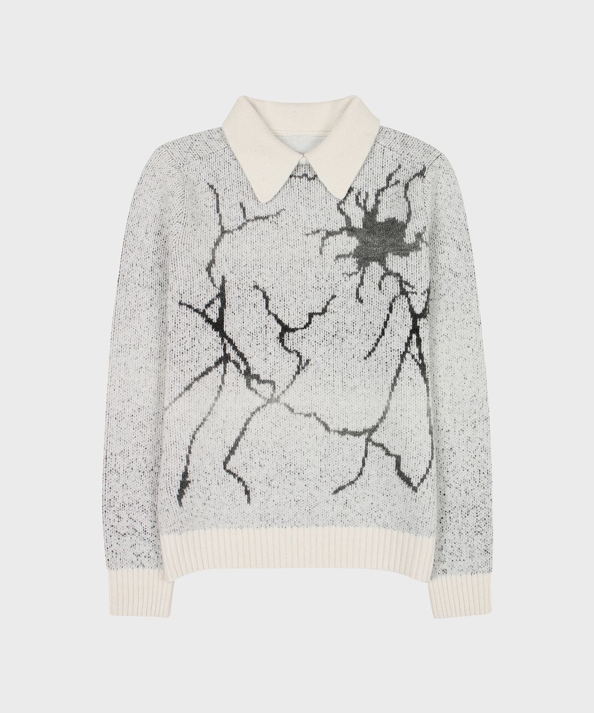 헬베스코(HELVESKO) 그라데이션 모티브 폴로형 스웨터 (아이보리)