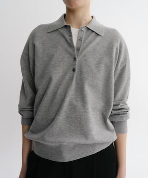DENNY COLLAR KNIT TOP (GREY)