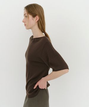 NOA SILK BLEND KNIT TOP (BROWN)