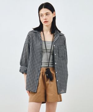 체크 시어서커 오버핏 셔츠 블랙 MDSH019CHECKBLACK