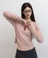 헨리넥 셔링 롱 슬리브 티셔츠_스트라이프 크림&레드