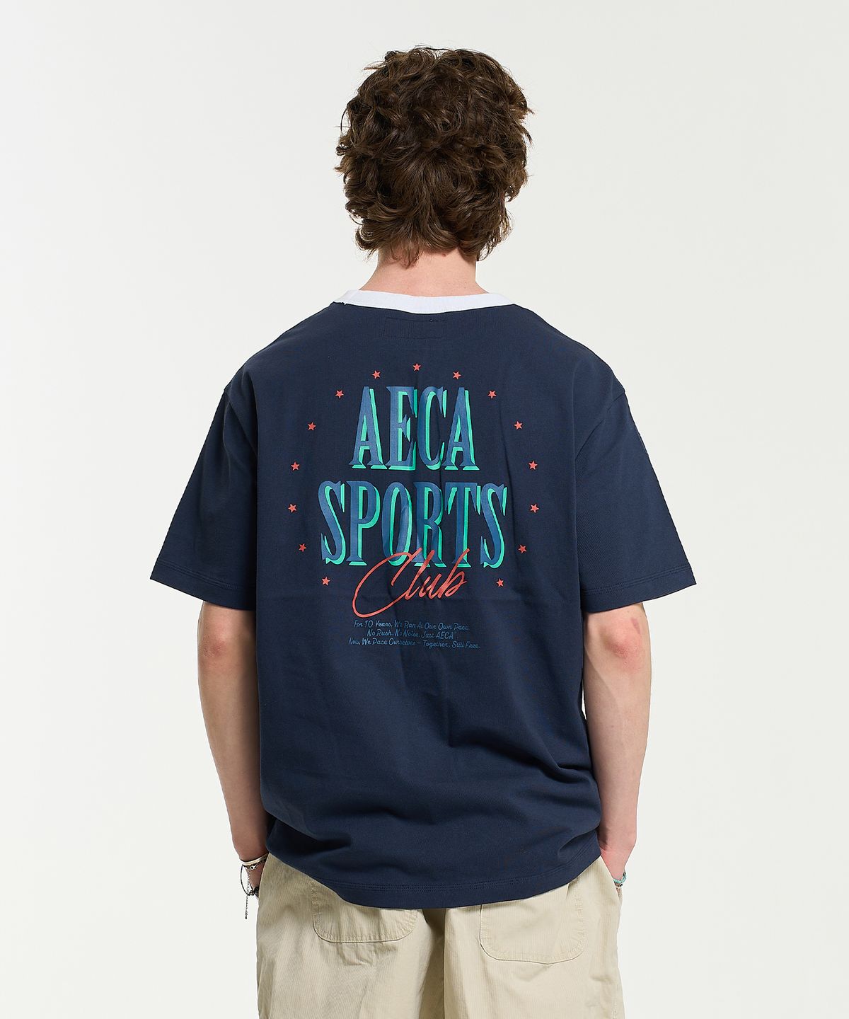 에이카화이트(AECA) SPORTS CLUB RINGER HALF SLEEVE TEE-NAVY