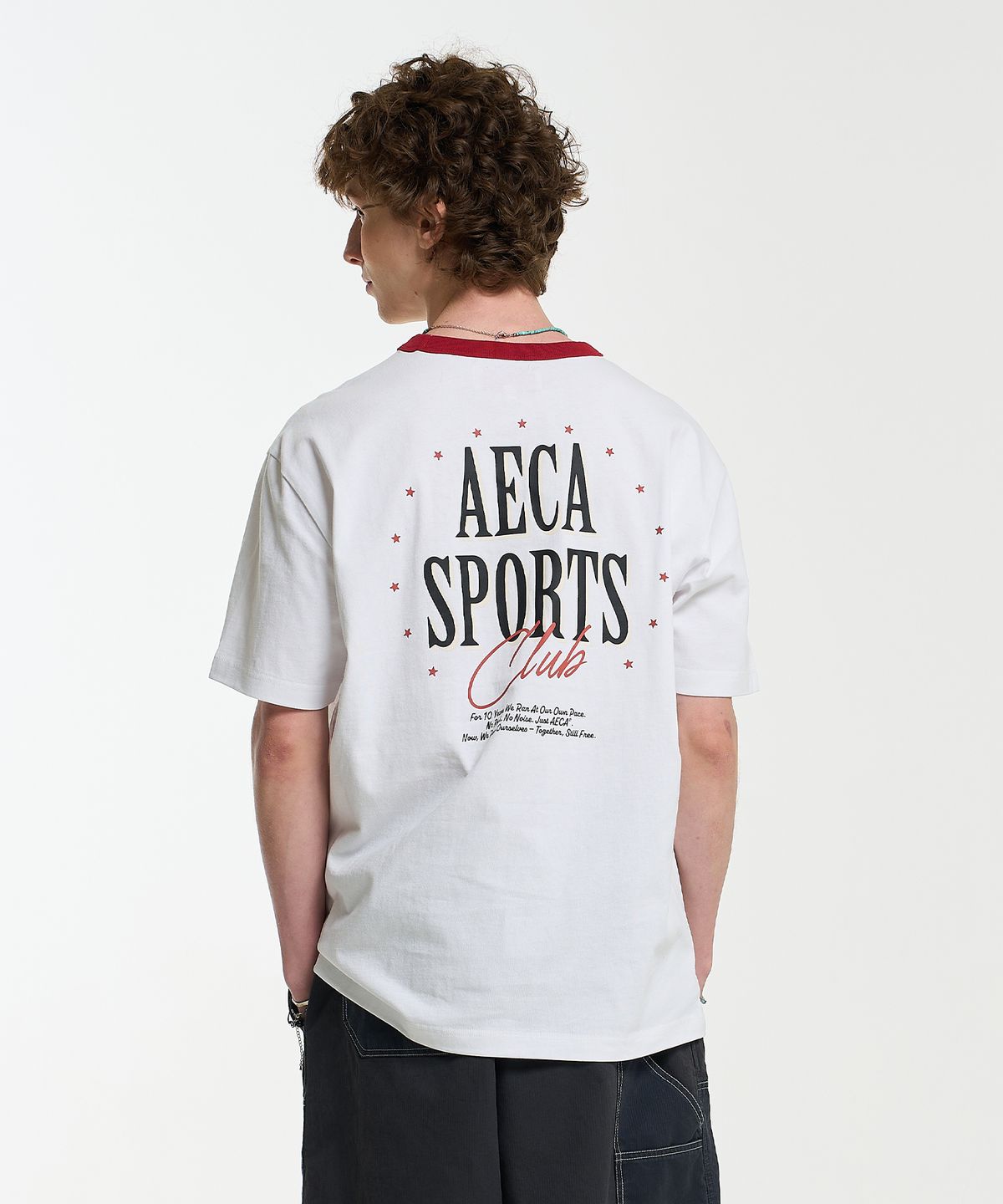 에이카화이트(AECA) SPORTS CLUB RINGER HALF SLEEVE TEE-WHITE