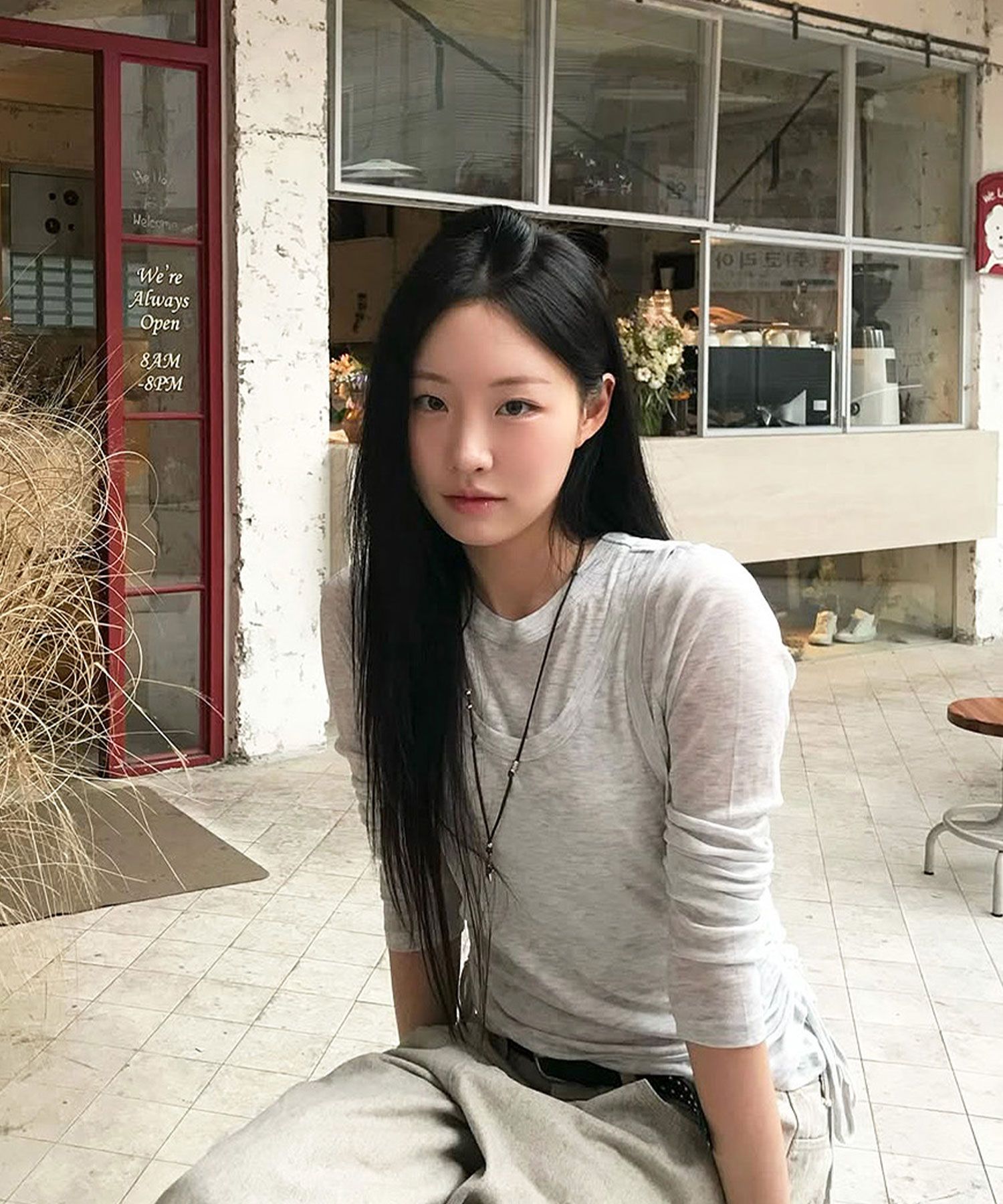 [SET] 사이드 셔링 레이어드 티셔츠 라이트그레이 MDTS067LGRAY source detail 9