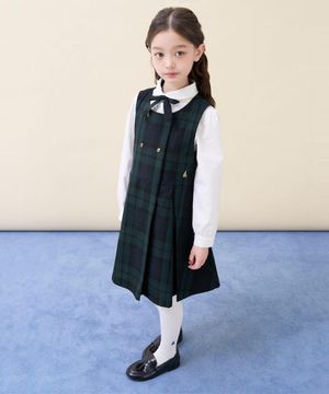 체크 스쿨룩 베스트형 원피스  그린 (BI6171G04M)