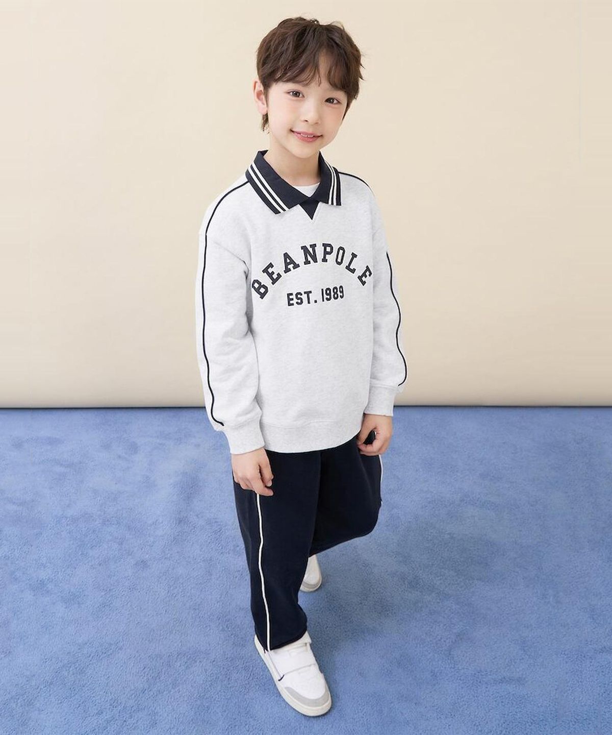 빈폴 키즈(BEANPOLE KIDS) 파이핑 포인트 상하세트  라이트 그레이 (BI6141U072)