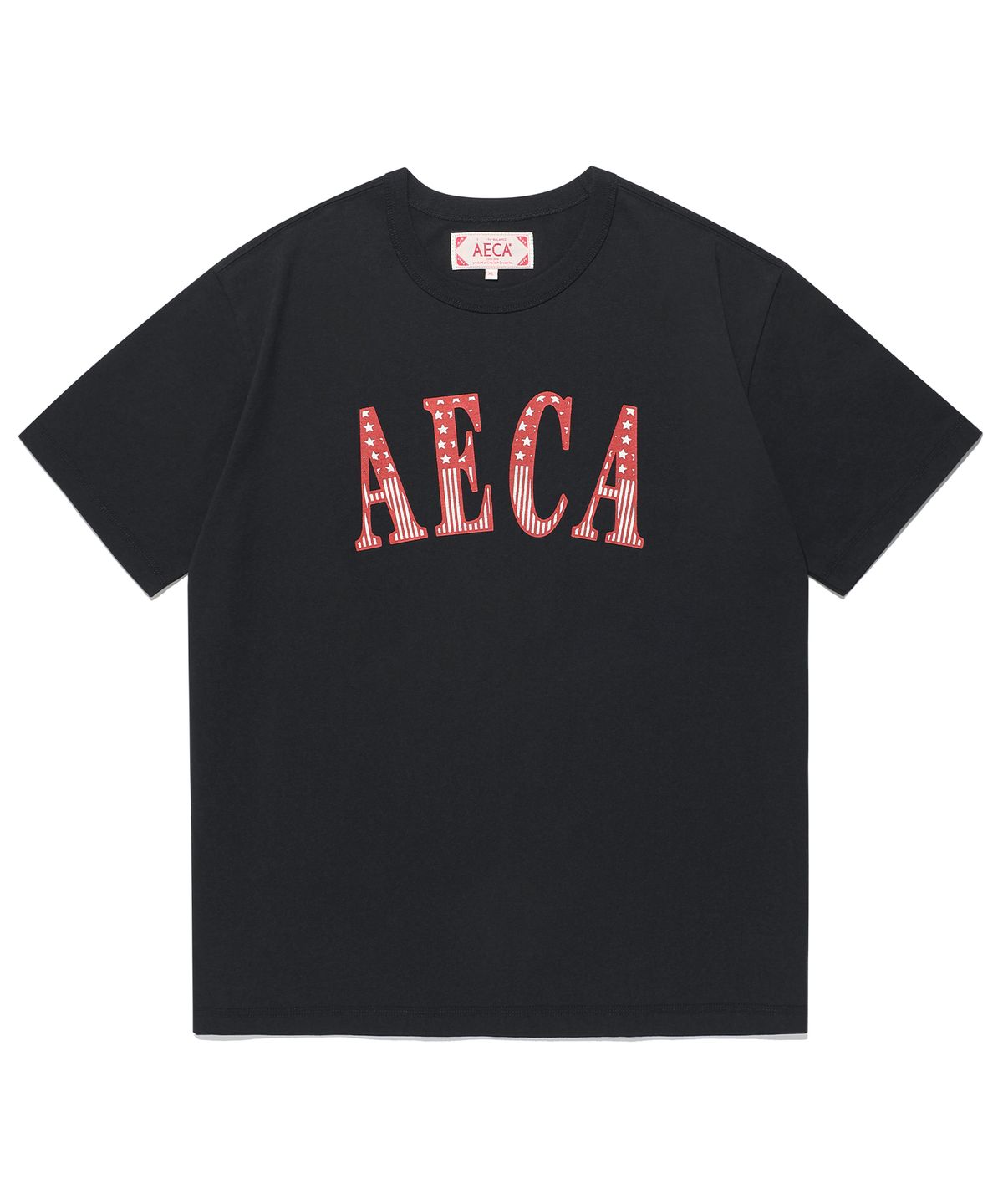 에이카화이트(AECA) AECA CLASSIC LOGO DISTRESSED HALF SLEEVE TEE-BLACK