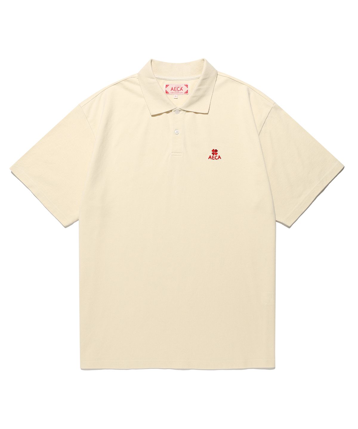 에이카화이트(AECA) AECA SMALL LOGO WASHED HALF SLEEVE PK TEE-IVORY
