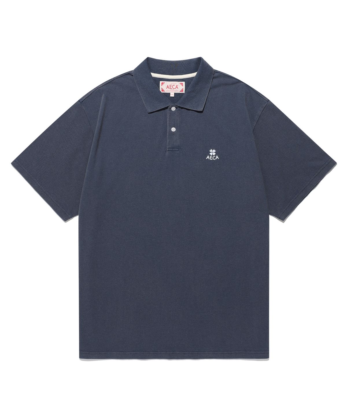 에이카화이트(AECA) AECA SMALL LOGO WASHED HALF SLEEVE PK TEE-BLUE