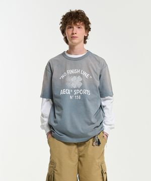 NO FINISH LINE WASHED HALF SLEEVE TEE-GREY