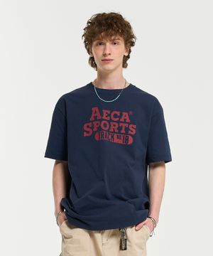 COLOR CHAIN STITCH AECA SPORTS HALF SLEEVE TEE-NAVY