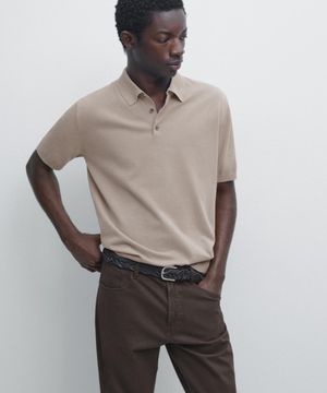 코튼 니트 폴로 스웨터