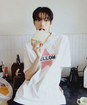 MELLOW 스타 체크 반팔티셔츠 아이보리