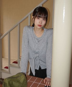 (woman) [뷔스티에 SET] 프론트 랩 가디건_Gray
