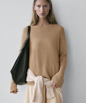 오픈 니트 코튼 블렌드 스웨터