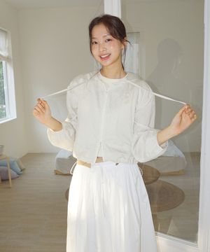 (woman) 시어 크롭 후디 자켓_Stripe