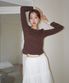 (woman) 레이어드 롱 슬리브티_Brown