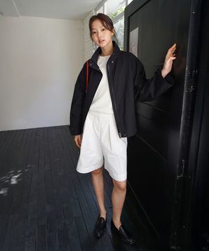 [알로하 PICK] (woman) 하이넥 뮤트 하프 자켓_Black