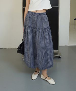 (woman) 페어리 프릴 벌룬 스커트_Check Blue