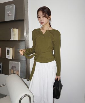 (woman) [뷔스티에 SET] 레이어 무드 가디건_Olive
