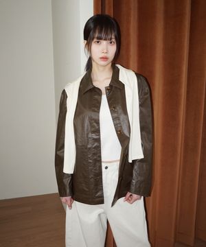 (woman) 프라임 하프 레더 자켓_Brown