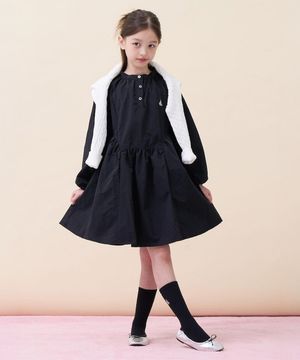 솔리드 셔링 로맨틱 원피스  블랙 (BI6271G015)