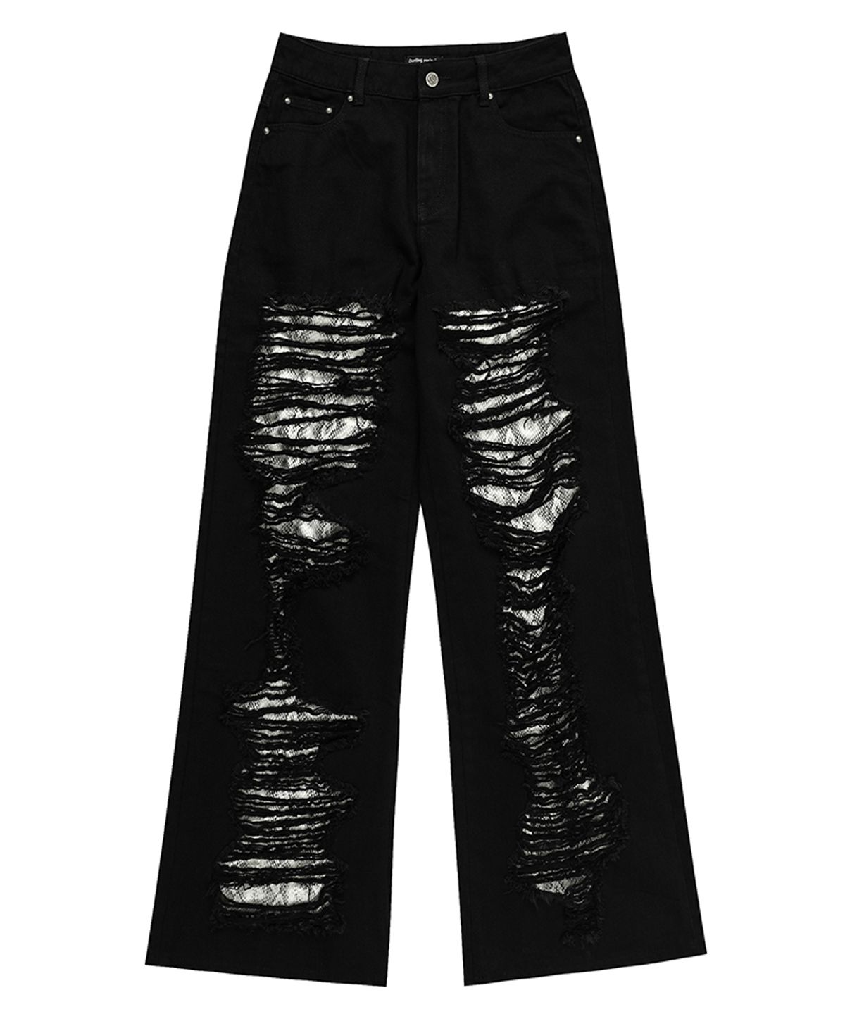 달링유어배드(DARLING, YOU'RE BAD) Damaged Python Wide Denim Pants #Silver