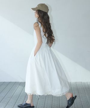 헴 스트링 레이어드 드레스 아이보리