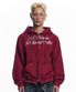 레터링 자수 후드 집업 - 와인